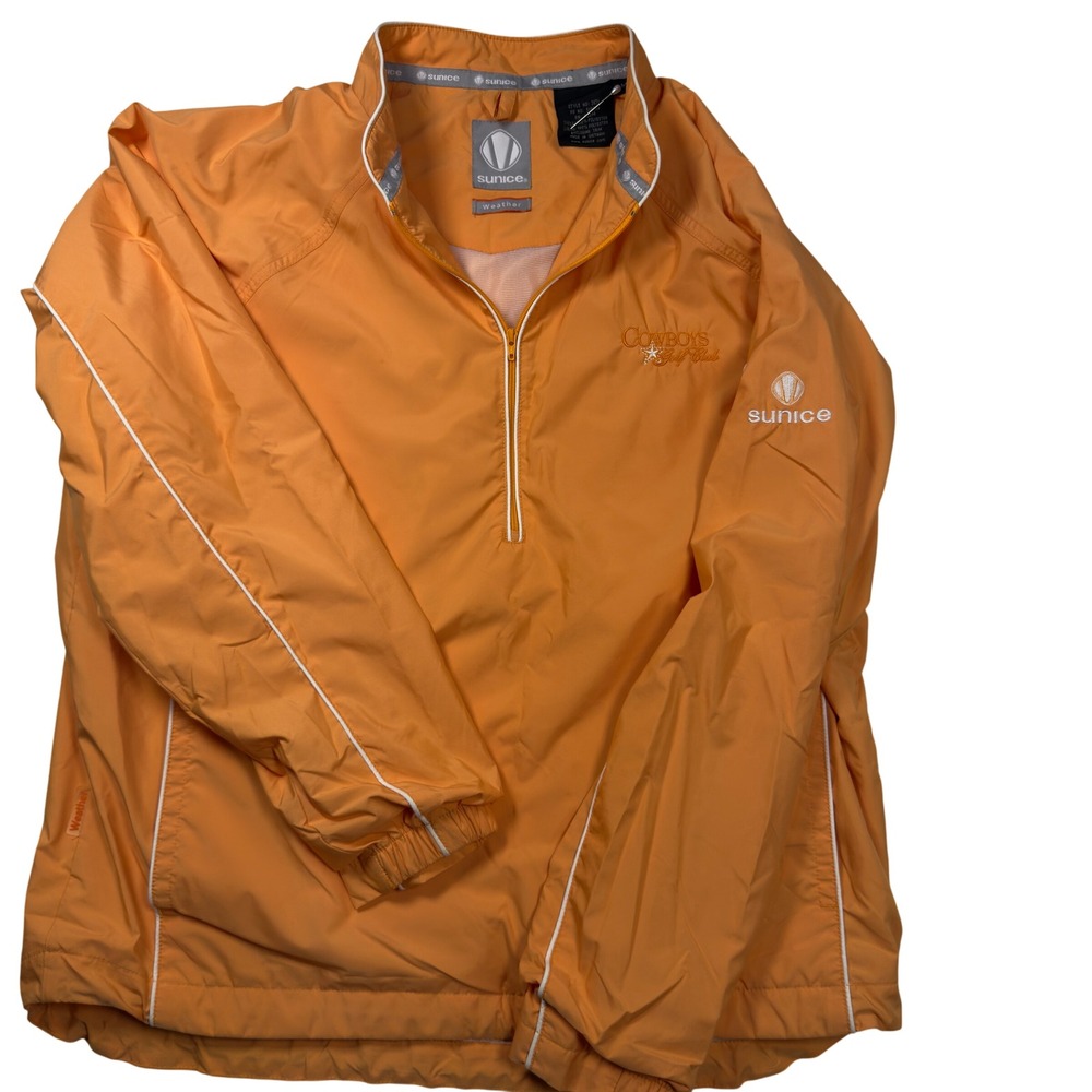 Sunice Womens Medium Windbreaker Cowboys Golf Club Quarter Zip Orange Rare Find